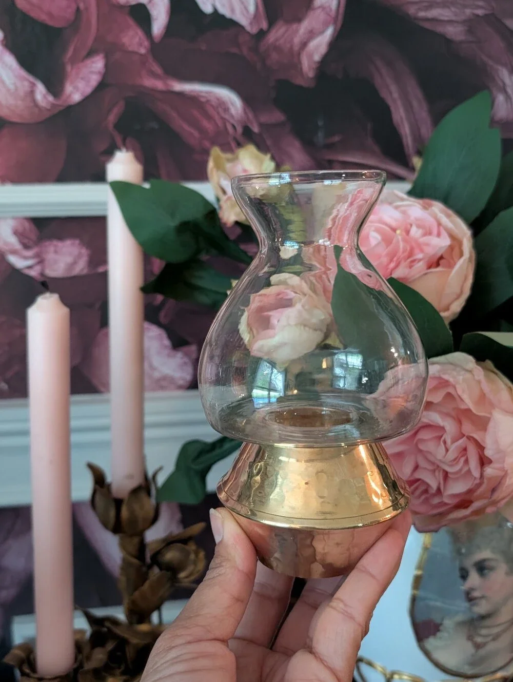 Vintage Brass Gold Hurricane Candle holder 6
